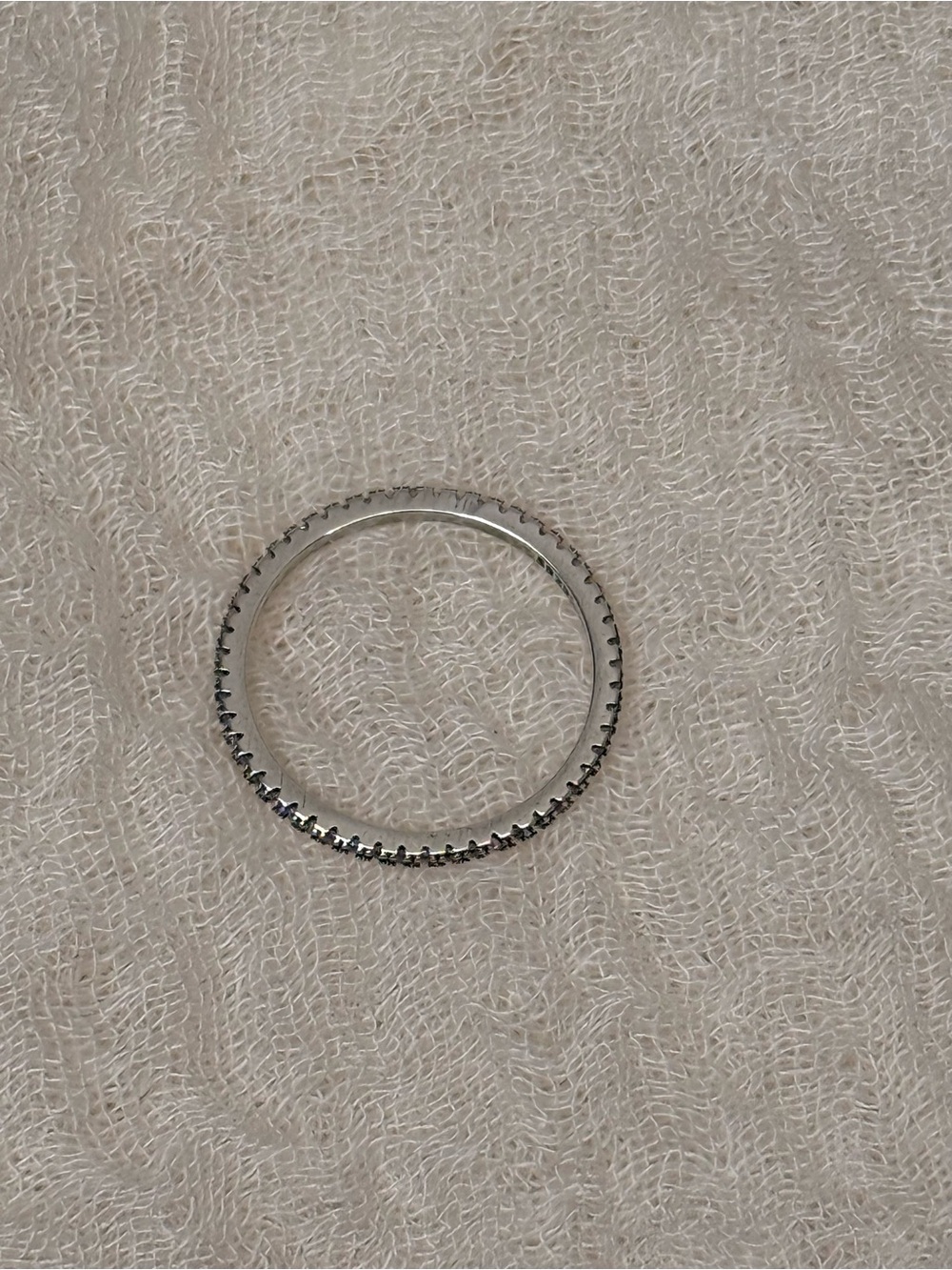 Sterling Silver Pavé Eternity Band - Clear Stone Accent, Size 7 - Picture 2 of 4
